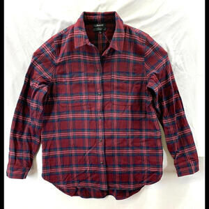 Madewell Womens Red Flannel Classic Ex-Boyfriend Shirt Plaid Top F9022 Size L